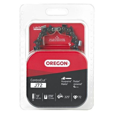 OREGON Chainsaw Chain, 18 in L Bar, 0058 Gauge, 0325 in TPIPitch, 72Link J72